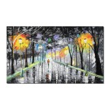 Tablou modern pictat manual, Pe aleea cu felinare, magia culorilor, 100x60cm ulei pe panza, Spectaculos