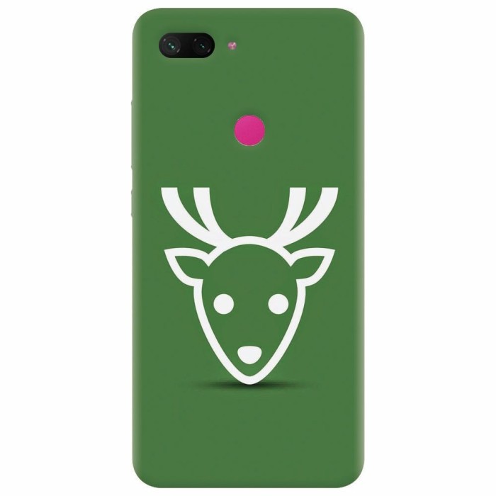 Husa silicon pentru Xiaomi Mi 8 Lite, Minimal Reindeer Illustration Green