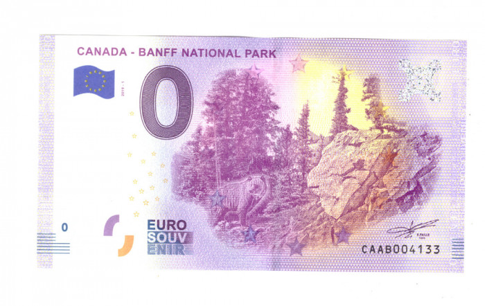 Bancnota souvenir Canada 0 euro Banff National Park 2019-1, UNC
