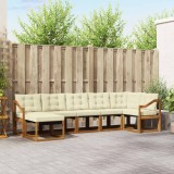 vidaXL Set de canapele de exterior cu pernă 7 pcs Natural și Crem 3368889