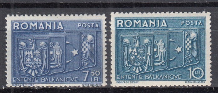 ROMANIA 1937 LP 123 INTELEGEREA BALCANICA SERIE MNH