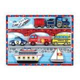 Puzzle lemn in relief Mijloace de transport, Melissa &amp; Doug