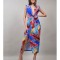 ROCHIE LUNGA DE OCAZIE MODEL ABSTRACT CU PERNITE LA UMERI SINCRONIA XS-S Albastru Deschis
