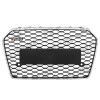 Grila masca fata AUDI A6 (4G/C7), 06.2014-09.2018 model RS6,cu 2 gauri pentru Senzori de parcare (PDC); Negru stralucitor; fara emblema