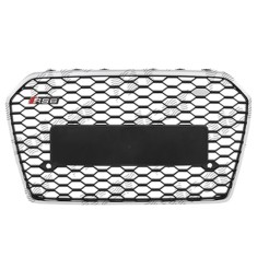 Grila masca fata AUDI A6 (4G/C7), 06.2014-09.2018 model RS6,cu 2 gauri pentru Senzori de parcare (PDC); Negru stralucitor; fara emblema