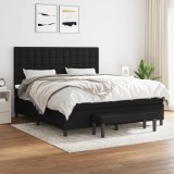 Cumpara ieftin Gossi pat box spring cu saltea, negru, 180x200 cm, catifea