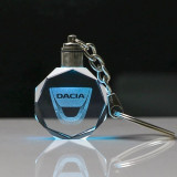 Breloc auto din cristal cu LED - Logo DACIA