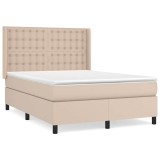Cumpara ieftin Pat box spring cu saltea, cappuccino, 140x190cm piele ecologica