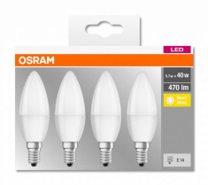 Set 4 becuri Led Osram, E14, , 5,7W, 470 lumeni, lumina calda(2700K), durata de viata 10.000 ore, clasa energetica A++ foto