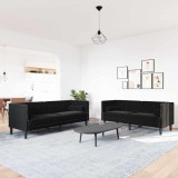 vidaXL Set de canapea Negru Catifea