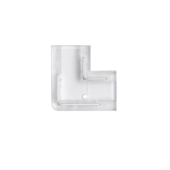 Conector clampdown pentru banda LED monocrom 8mm, conexiune banda la banda 90 grade, tip L, fara lipire, transparent