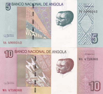 Angola Set 5-10 Kwanzas 2012 UNC foto