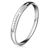 Inel din aur alb 14K - linie strălucitoare din mici diamante transparente - Marime inel: 56