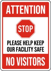 Attention Stop No Visitors Sign foto