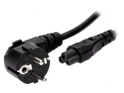 Cablu Alimentare 3x0,75mm2 cu Ştecăr Unghiular și Conector IEC C5 foto