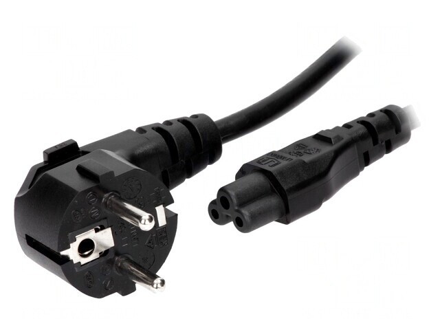 Cablu Alimentare 3x0,75mm2 cu Ştecăr Unghiular și Conector IEC C5