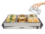 Incalzitor de servire bufet Beper P101TEM002 - Pastrare la cald pentru evenimente, 4 tavi detasabile, baza plita, termostat