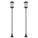 Outsunny Set de două lampioane solare tradiționale de 1,8m - Negru | Aosom Romania