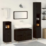 Set mobilă baie 3 piese Stejar negru Lemn prelucrat