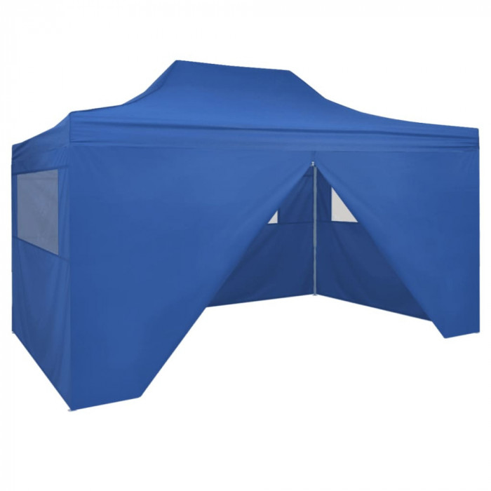 42512 Foldable Tent Pop-Up with 4 Side Walls 3x4,5 m Blue GartenMobel Dekor