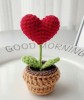 Decoratiune Crosetata Manual, Planta in Ghiveci cu Floare Inima, Handmade, 10x5cm, Cadou Simbolic
