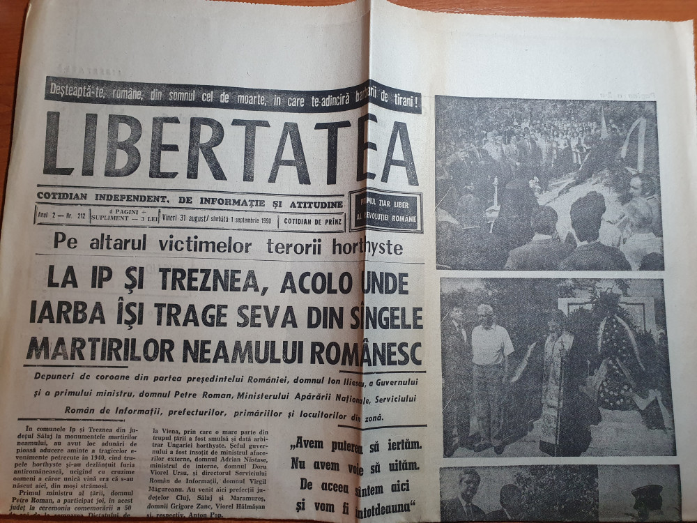 Libertatea 31 august-1 septembrie 1990-duel la distanta intre ghencea si  giule.. | Okazii.ro