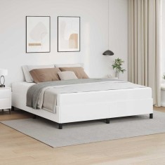vidaXL Cadru de pat cu saltea Alb 180 x 200 cm Piele artificială