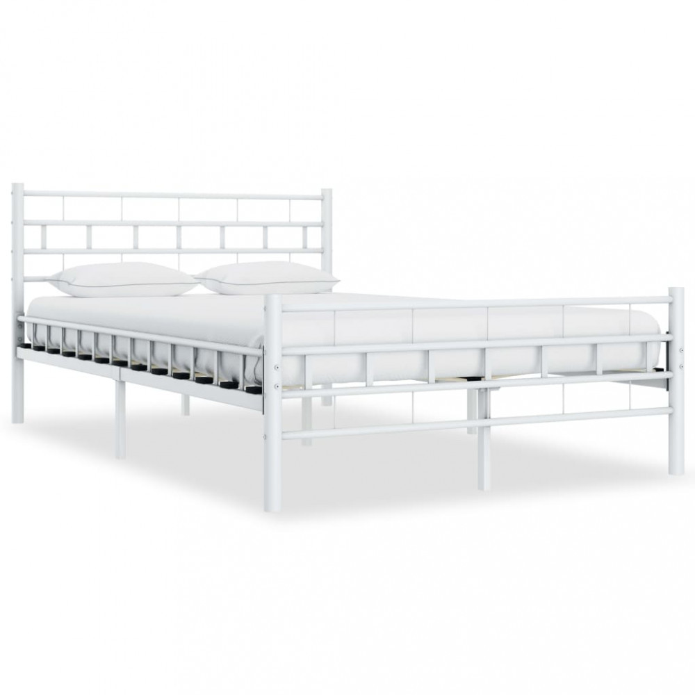 Cadru de pat, alb, 120 x 200 cm, metal, Cires, Pat de mijloc, Dublu, vidaXL  | Okazii.ro