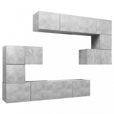 vidaXL Set dulapuri TV, 8 piese, gri beton, PAL