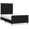 Cadru de pat cu tablie, negru, 80x200 cm, textil