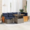 VidaXL Set canapele grădină perne 7 piese gri, poliratan/lemn acacia 3328160