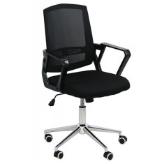 Scaun de birou OFF 624M, mecanism de balans, mesh, baza cromata, roti cauciucate, suport lombar, 100 kg