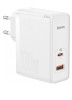 INCARCATOR retea Baseus GaN5 Pro, Quick Charge 100W, 1 x USB, 1 x USB Type-C, include cablu USB Type-C la USB Type-C 100W 1m, alb &quot;CCGP090202&quot; (timbru