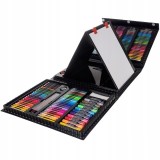 Cumpara ieftin Set pictat si desen cu gentuta de depozitare, 208 piese, suport pentru coli, 41x103x28 cm, negru
