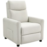 HOMCOM Fotoliu Reclinabil 135&deg; max &icirc;n Material cu Efect de In, Spumă, Oțel și Lemn, 73x86x100 cm, Crem | Aosom Romania