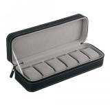 Cumpara ieftin Caseta Transport Ceasuri Piele Ecologica Neagra 6 Spatii PU70