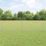 Gard din Lant cu 10 St&acirc;lpi U Argintiu 0.6x10 m Oțel