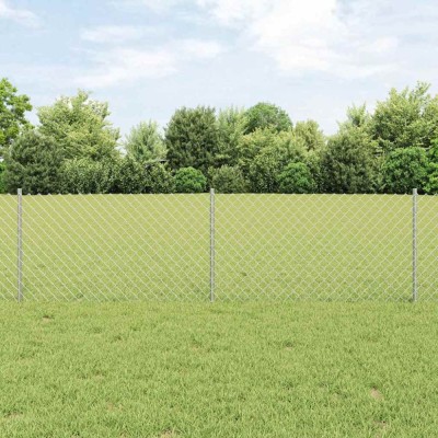 Gard din Lant cu 10 St&amp;acirc;lpi U Argintiu 0.6x10 m Oțel foto