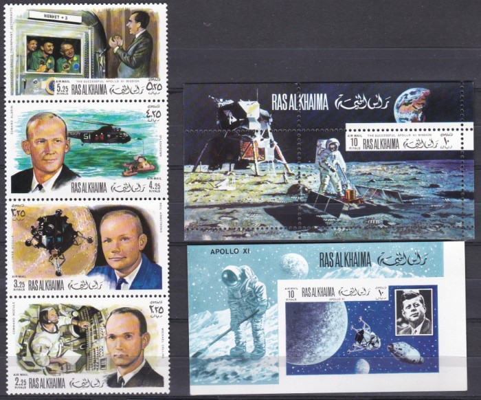 DB1 Cosmos Appolo 11 Ras al Khaima 4 v. + 2 SS MNH