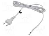 Cablu CEE 7/16 (C) 2x0,75mm&sup2; PVC alb 2m 2,5A - POS