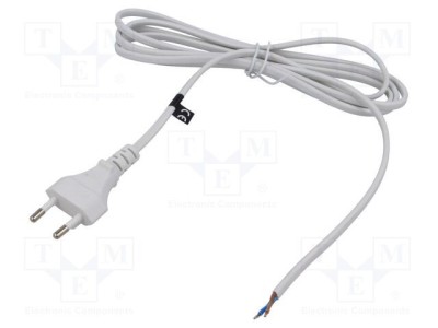 Cablu CEE 7/16 (C) 2x0,75mm&amp;sup2; PVC alb 2m 2,5A - POS foto