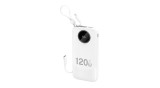 Baterie externă Dudao K13 10000mAh 22.5W cu cabluri USB-C și Lightning integrate &ndash; Albă