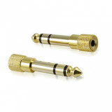 Adaptor aurit JACK 6.3 mm tata la JACK 3.5 mm mama STEREO 8012273, Generic