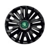 Set 4 Capace Roti pentru Skoda Nou Verde, model Royal Black Cu Inel Cromat, R14, SKODA