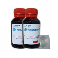 Set Flacon Cerneala AlphaChem Compatibil HP305XL, 2x100ml 3YM63AE Magenta, 2buc Cdr Maxell cu plic foto