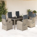 VidaXL Set mobilier de grădină cu perne, 7 piese, gri, poliratan