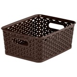 Cutie depozitare suprapozabila Rattan Curver, maro, 4 L, 25,5 x 19,6 x 10,2 cm