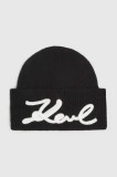 Karl Lagerfeld căciulă din amestec de l&acirc;nă culoarea negru, A4W33009