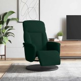 vidaXL Scaun de relaxare cu taburet, verde &icirc;nchis, catifea 356684