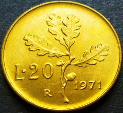 Moneda 20 LIRE - ITALIA, anul 1971 * cod 1214 = UNC foto